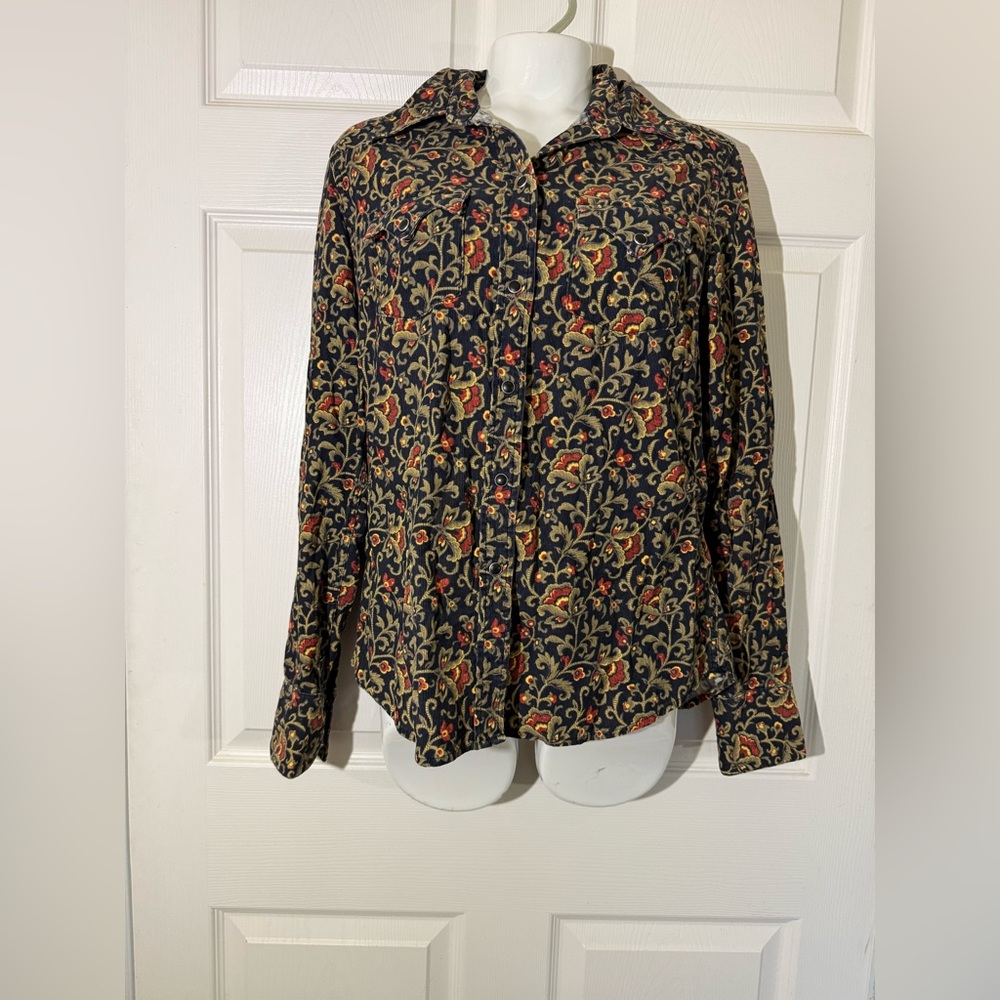 Lucky Brand Dark Academia Corduroy Button Down 90s Shirt Jacket Size L